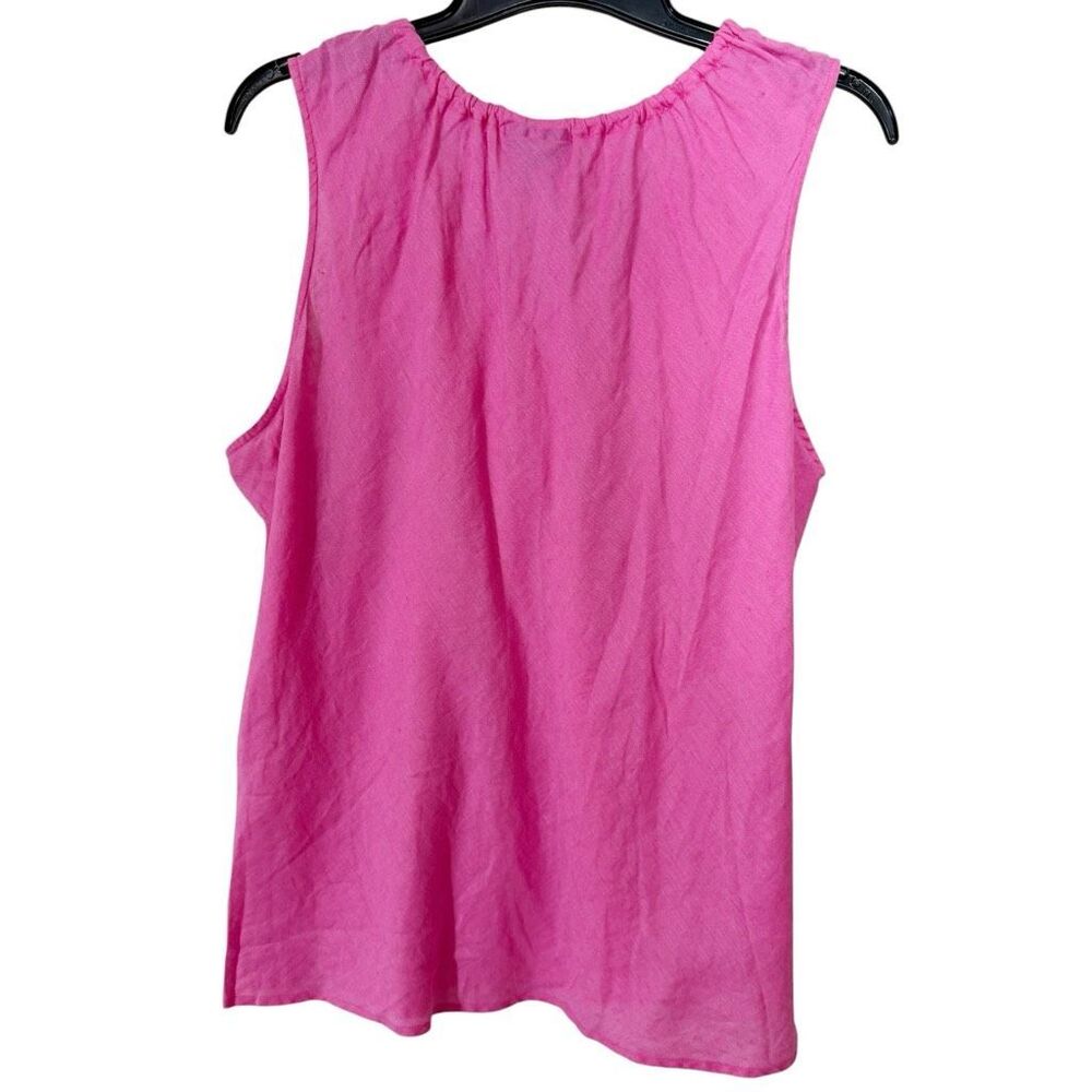 Avenue Plus Size 100% Linen Sleeveless Pink Barbiecore Peasant Blouse Size 18/20 - Picture 2 of 5